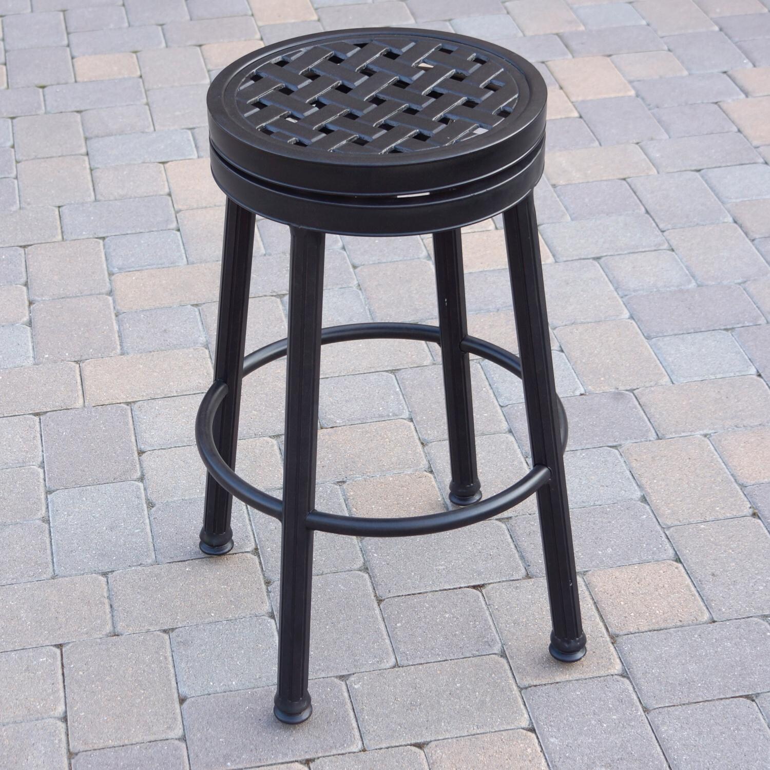 Darlee 1210-7CH-6 Classic 6 Piece Cast Aluminum Backless Counter Height Swivel Bar Stool Set W/ Sesame Cushions - Frame thumbnail