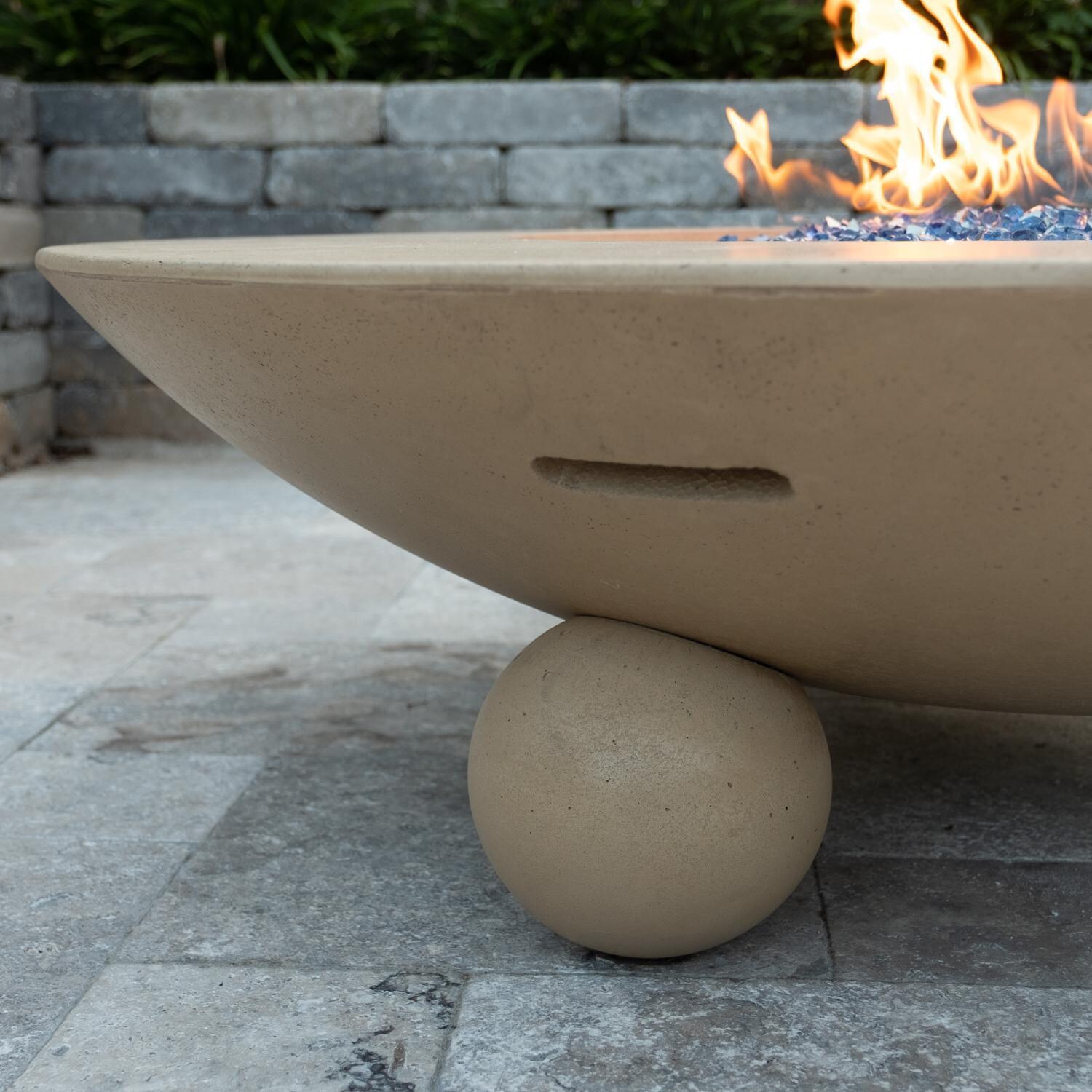 American Fyre Designs 744-CB-11-V6NC Versailles 54-Inch Natural Gas Firetable With Ball Feet - Cafe Blanco - Side Detail thumbnail