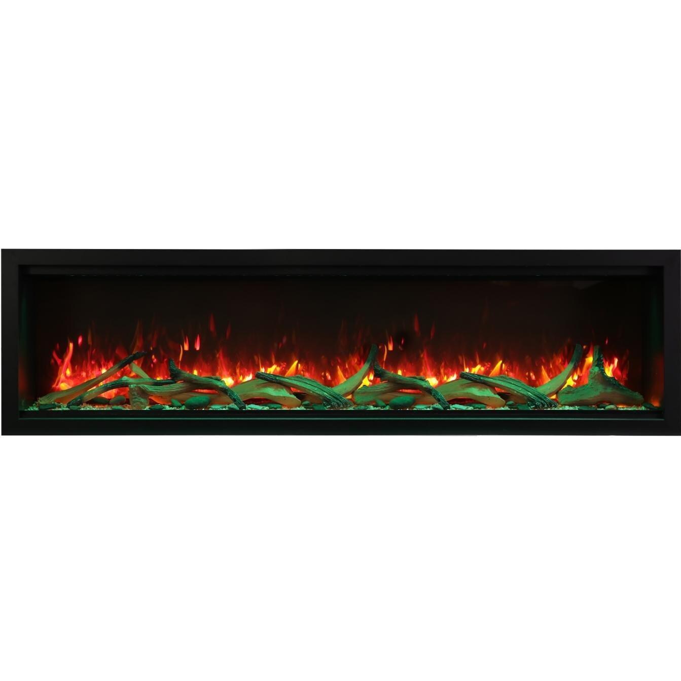 Amantii Symmetry Series Extra Tall Built-In 74-Inch Electric Fireplace with Black Steel Surround - Indoor/Outdoor - SYM-74-XT - Multicolor Flame thumbnail