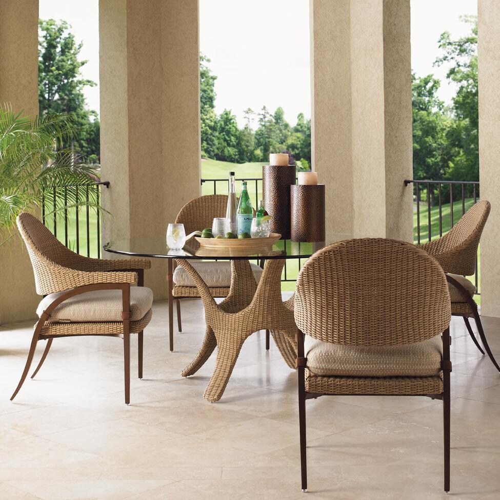 Aviano 5 Piece Wicker Patio Dining Set W/ Sunbrella Fabric ...