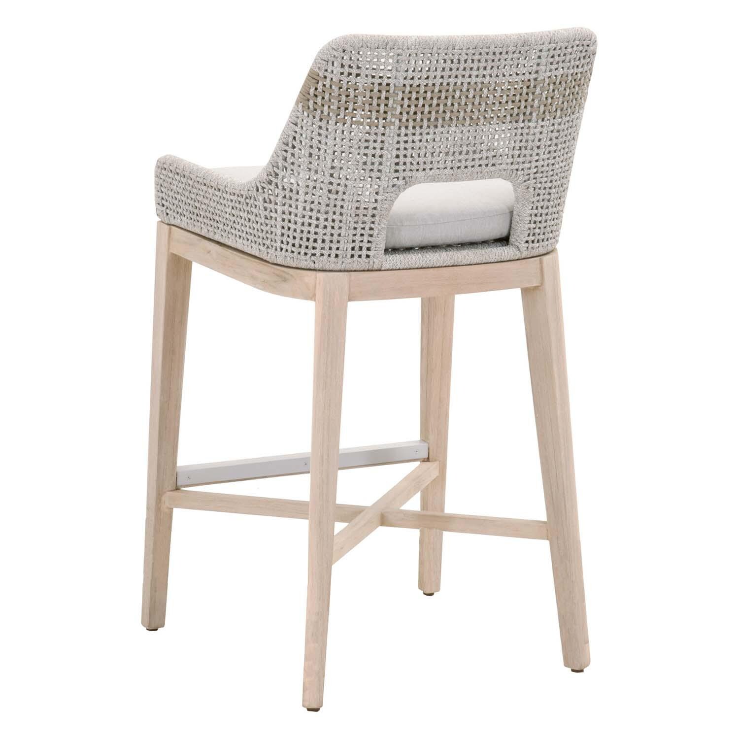 Cocoa Way Woven Rope Barstool in Taupe & White By Lakeview thumbnail