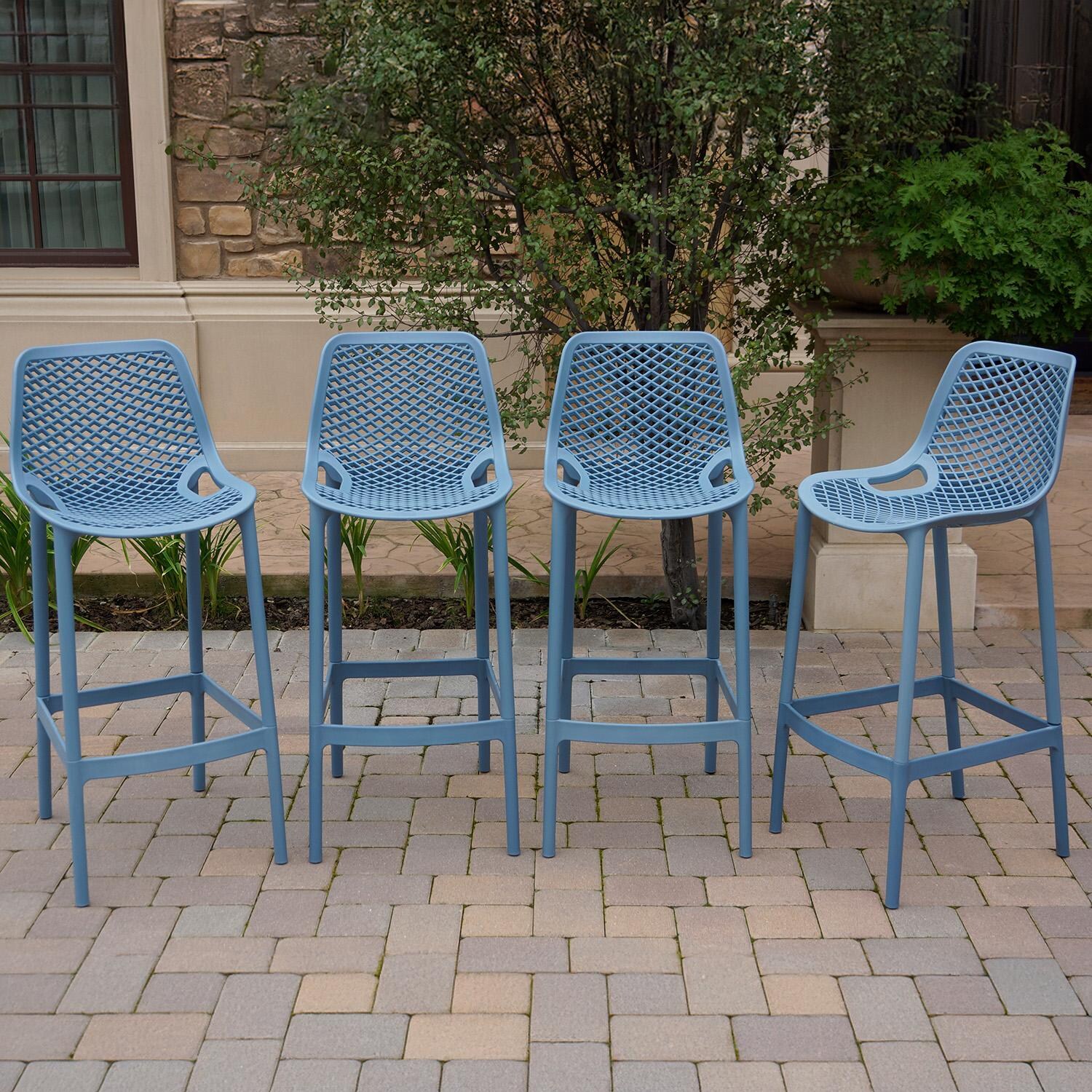 All Space Polyresin Bar Stool Set of 4 in Blue Gray By Darlee - Lifestyle thumbnail