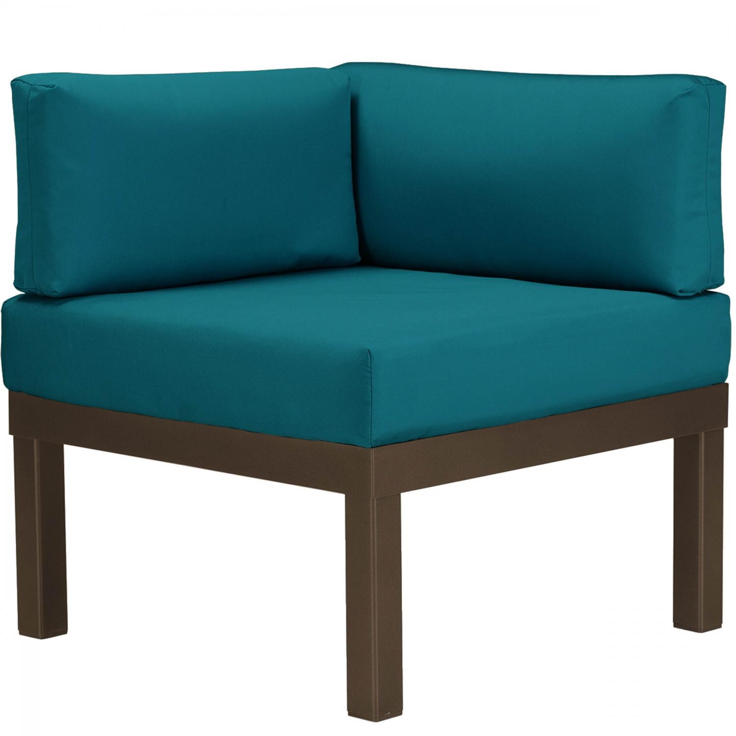 Ashbee Aluminum Corner Patio Sectional Chair By Telescope Casual - Textured Kona/Peacock thumbnail