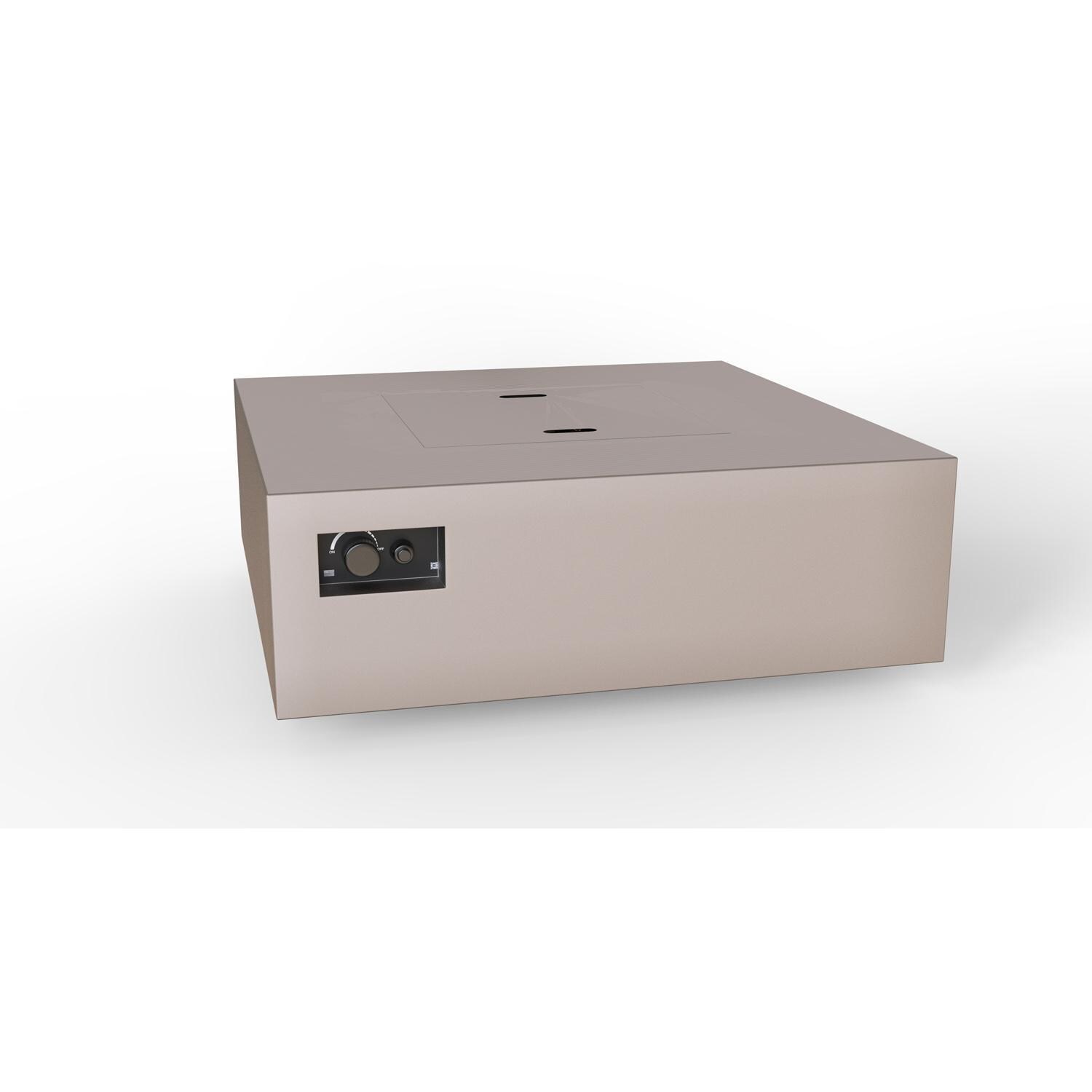 AON 48 Inch Square Powder Coated Steel Propane Fire Pit Table in Sand Pebble By Warming Trends - Angled View - White Background thumbnail