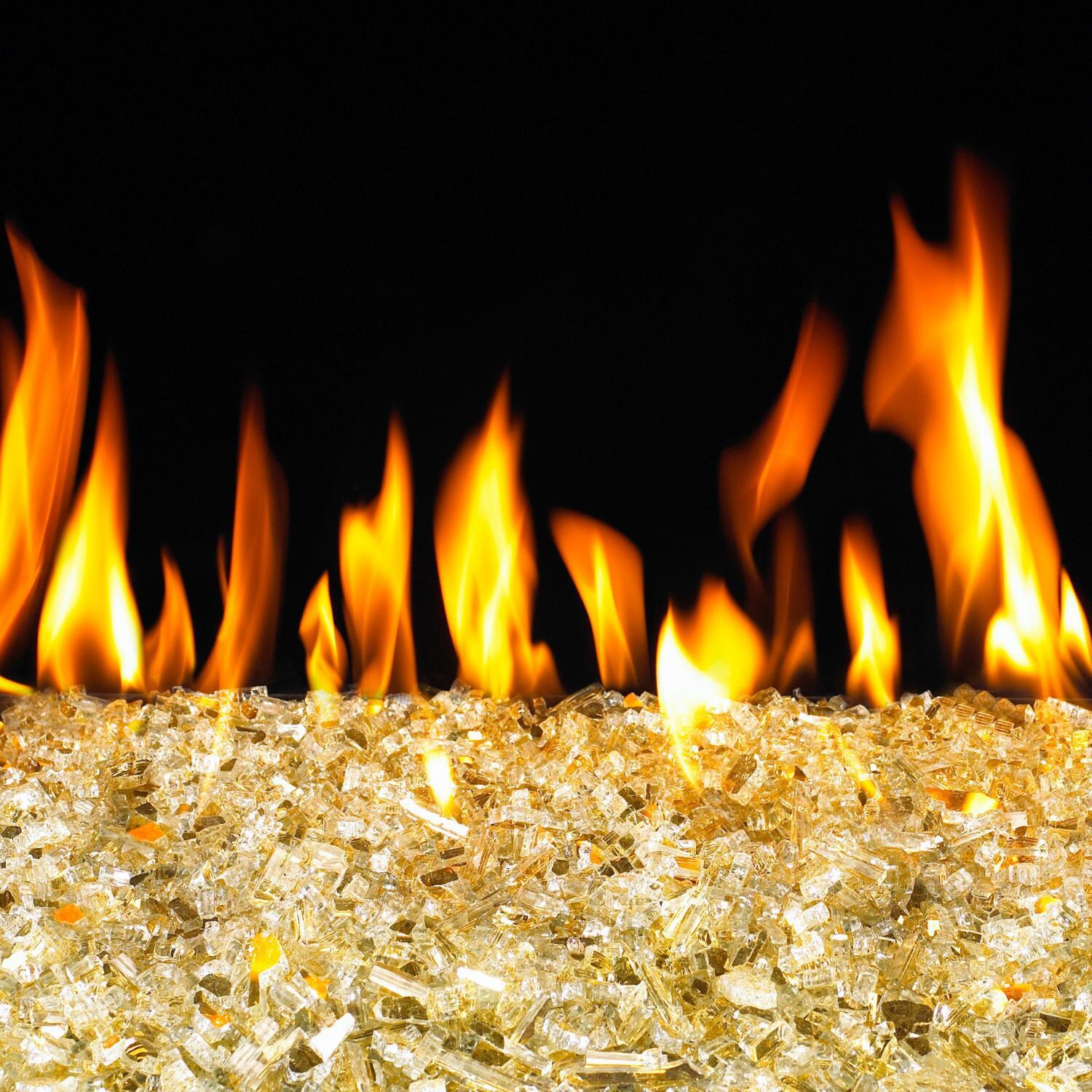 Peterson Real Fyre 18-Inch Gold Reflective Fire Glass Set With Vented Propane G45 Burner - Manual Safety Pilot