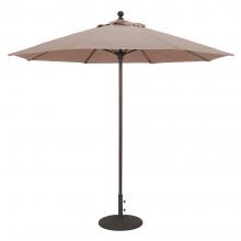 Galtech 9 Ft. Bar Height Octagonal Aluminum Patio Market Umbrella W/ Push Lift - Black Frame W/ Sunbrella Canvas Camel Canopy image