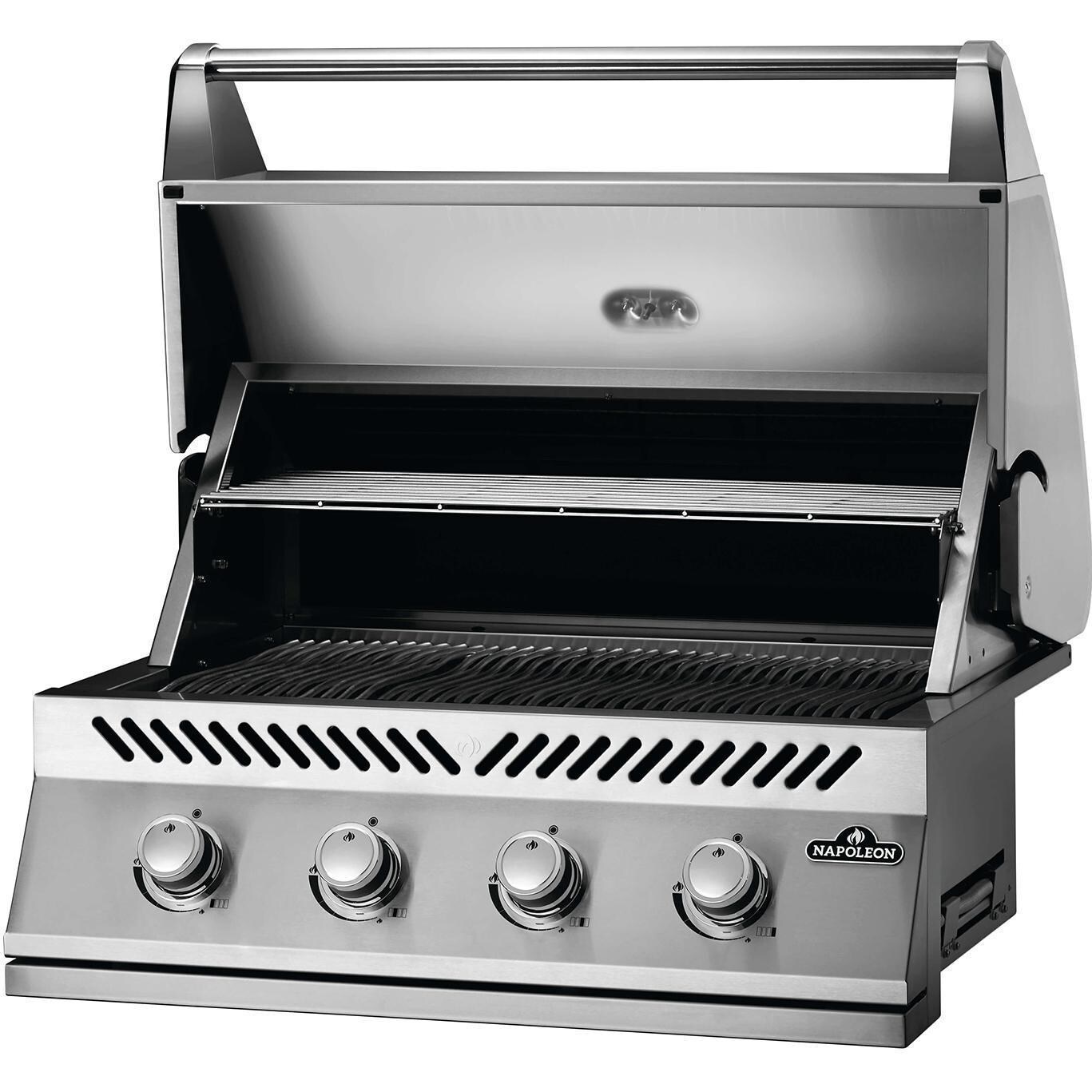 Napoleon BI32NSS Built-in 500 Series 32-Inch Natural Gas Grill - Side View Open - White Background thumbnail