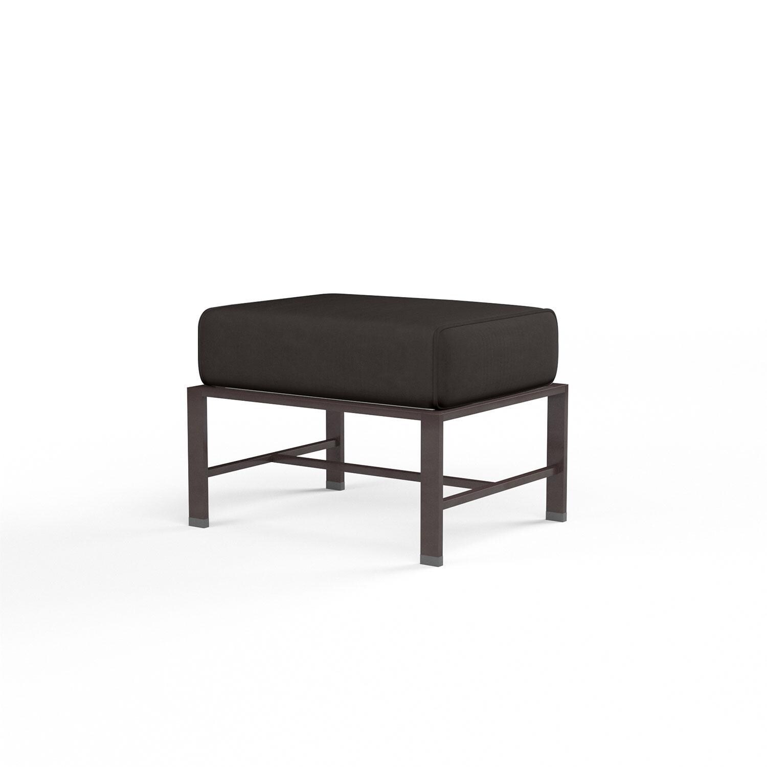 La Jolla Aluminum Patio Ottoman in Spectrum Carbon w/ Self Welt By Sunset West - Display - White Background thumbnail