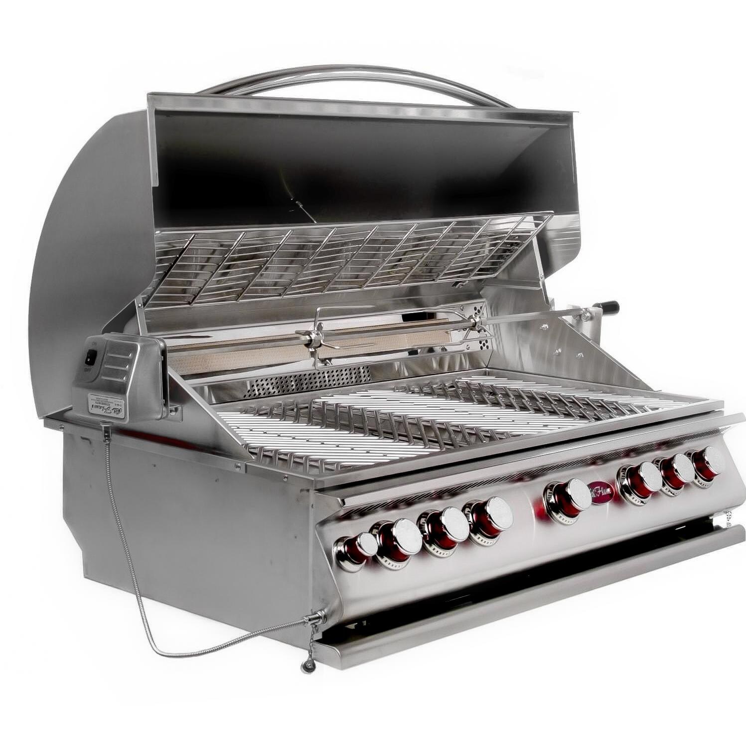 Cal Flame 5 Burner Convection Built In Gas Grill - Side View Open thumbnail