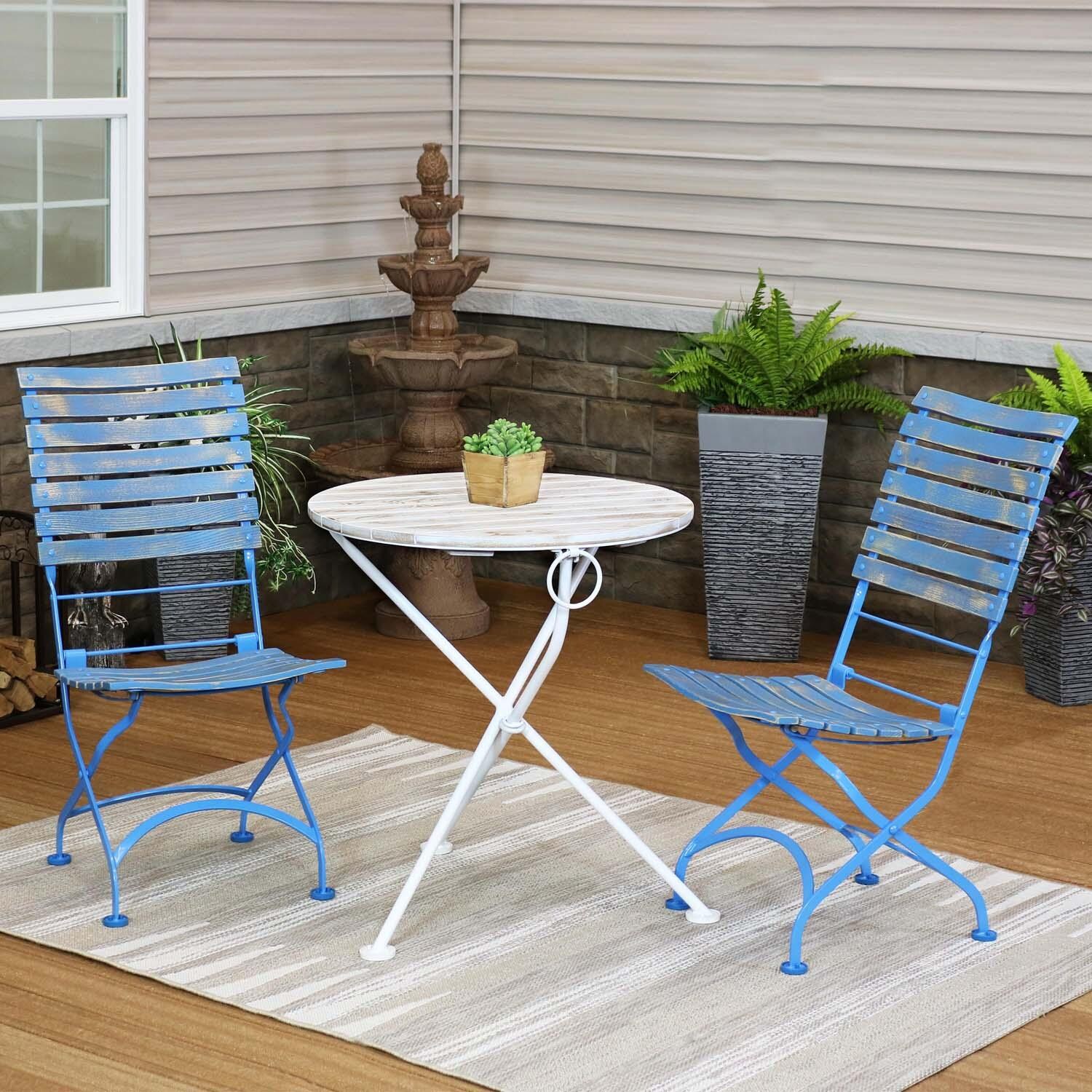 3 Pc Wood Folding Bistro Set By Ultimate Patio