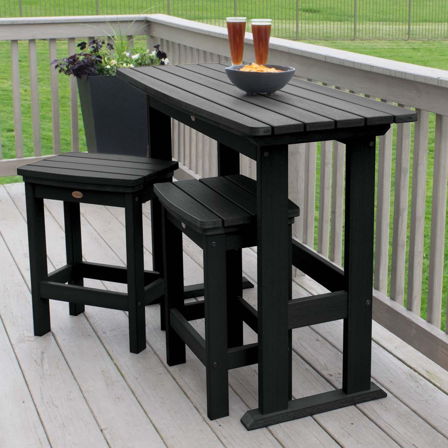 Hart Lane 3 Pc Recycled Plastic Counter Height Dining Set in Black by Lakeview Outdoor Designs