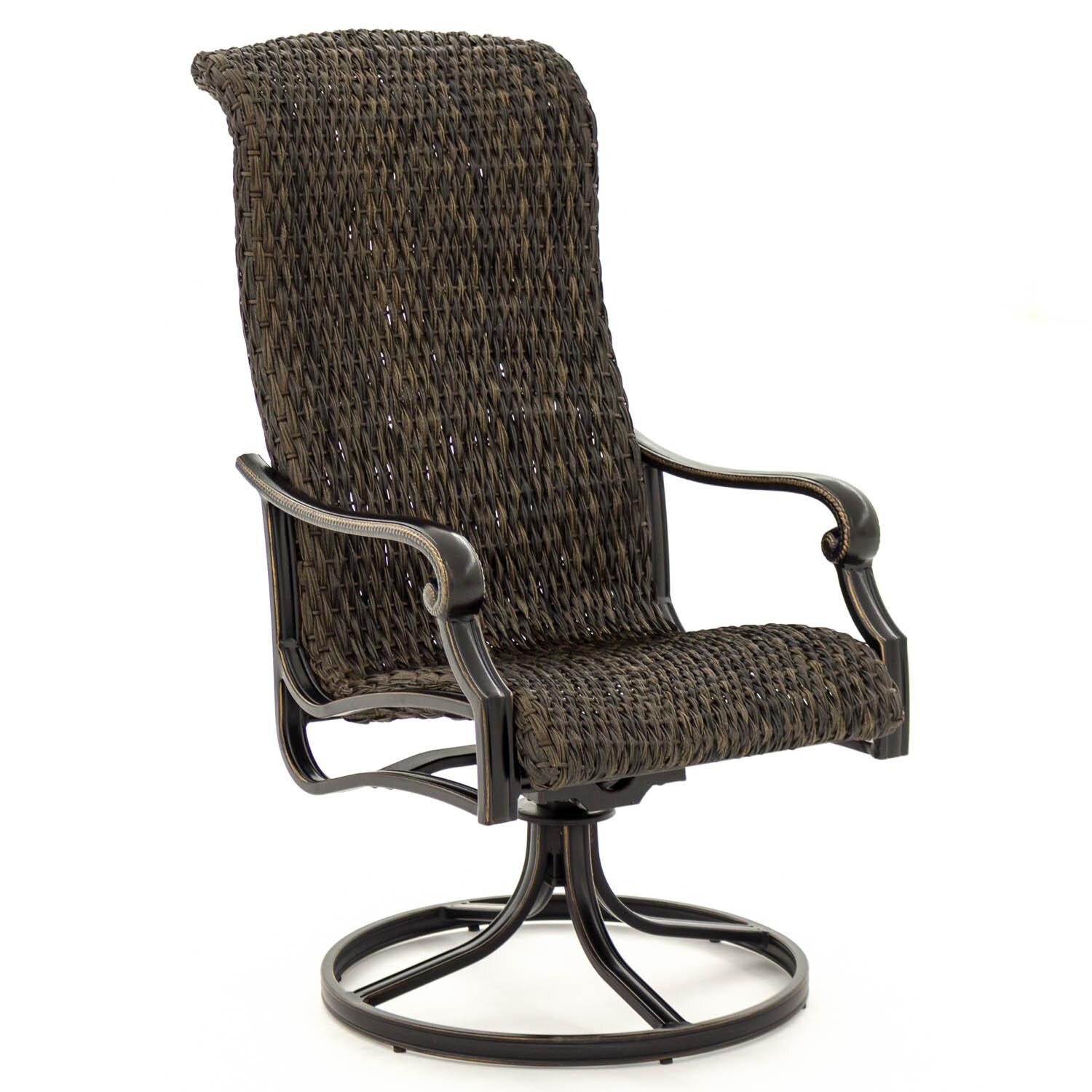 Du Monde 2 Piece Banana Leaf Wicker Patio Swivel Rocker Dining Chair