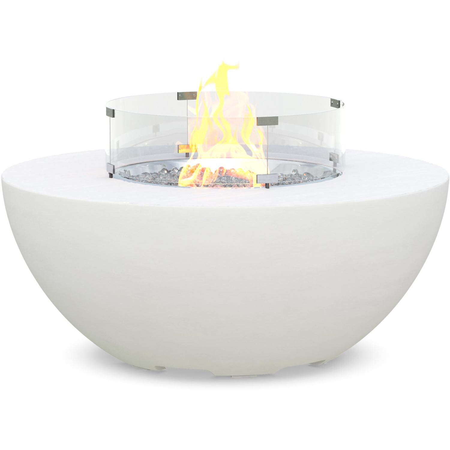 Azzurro Living Luna 41 Inch Propane Fire Table W/ Tank Cover in White - Top - White Background thumbnail