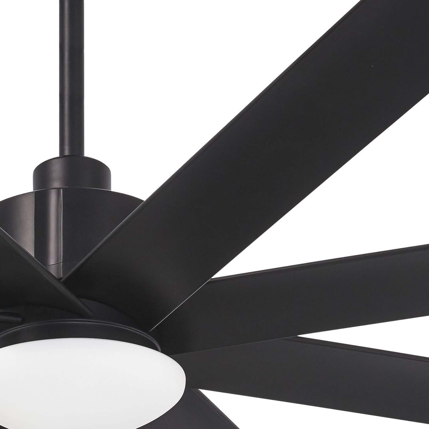 Minka-Aire F888L-CL Slipstream 65-Inch 8-Blade LED Ceiling Fan in Coal Finish w/ Distressed Koa Blades & Etched Opal Glass - Right Side thumbnail