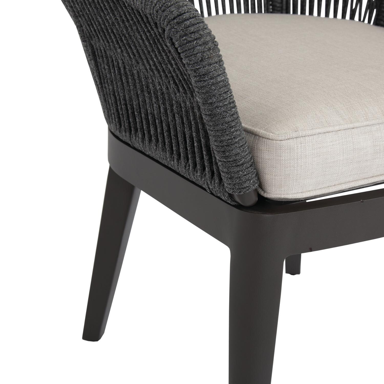 Sunset West - 4101-1-57005 - Milano Olefin Rope & Aluminum Patio Dining Chair W/ Sunbrella Echo Ash Cushions - Front Detail thumbnail