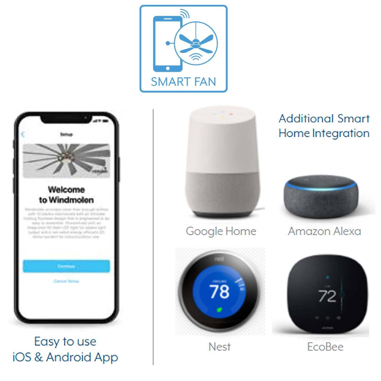 Minka-Aire F467L-CL Concept III 54-Inch 3-Blade LED Smart Ceiling Fan in Coal Finish W/ Coal Blades & Etched Opal Glass - App thumbnail