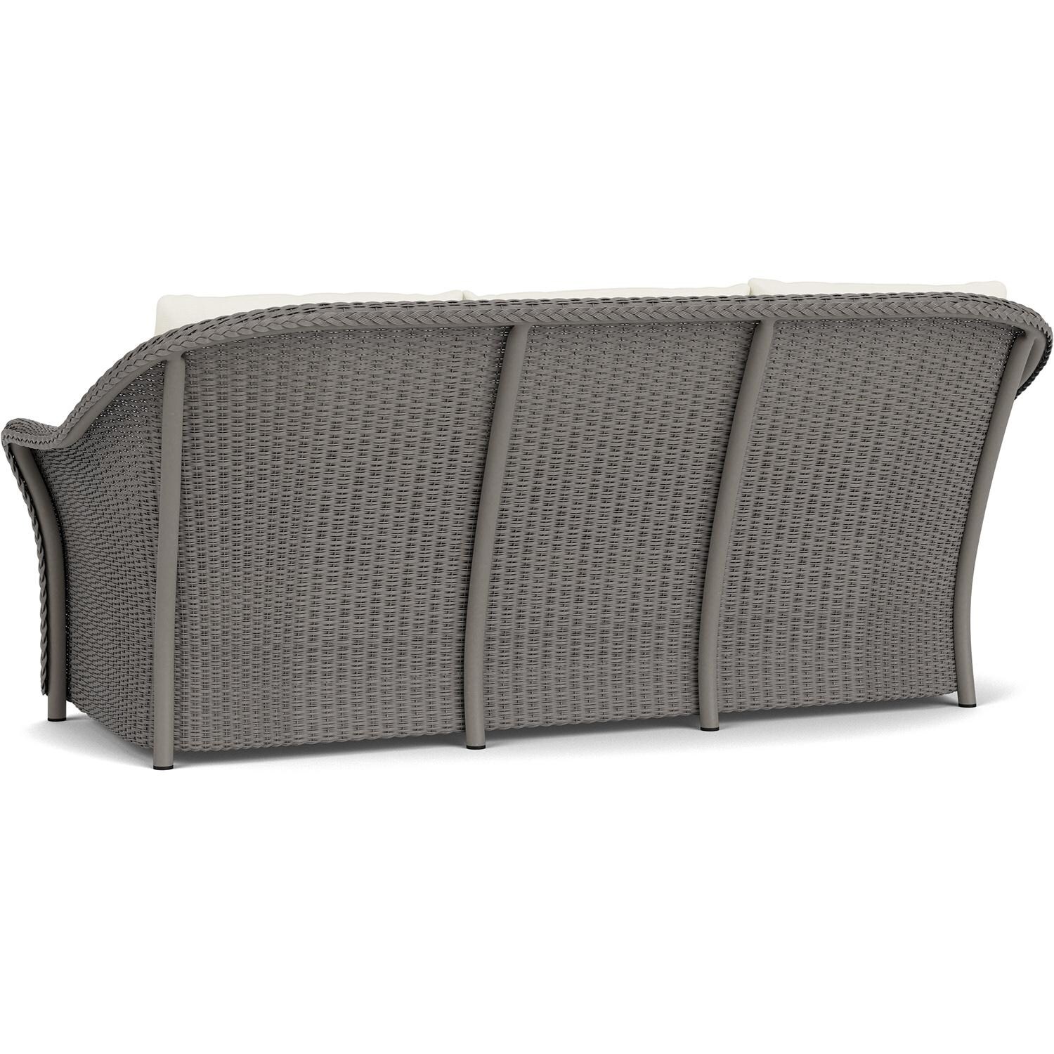 Lloyd Flanders Weekend Retreat Sofa in Pewter Finish W/ Sailcloth Salt Fabric - Back Left thumbnail