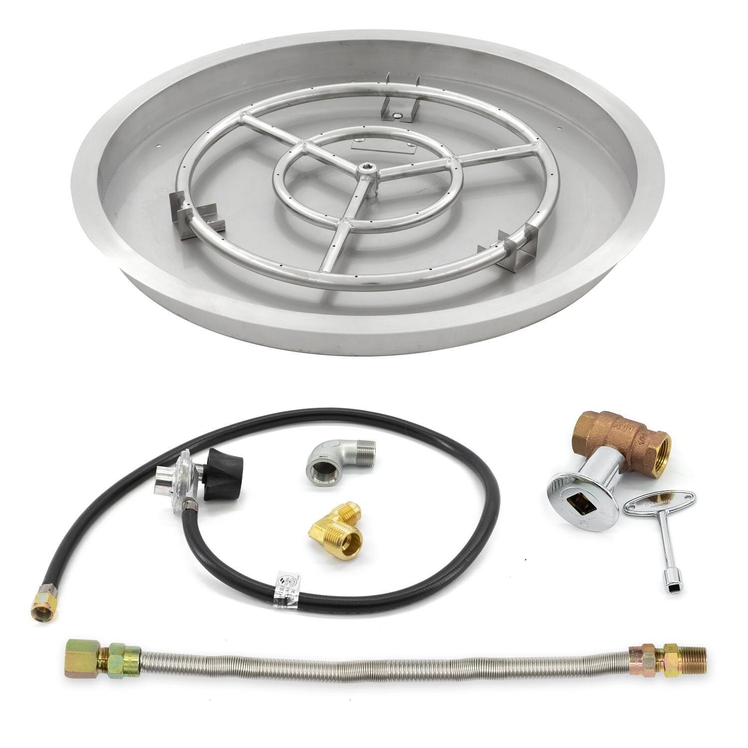 BBQGuys Signature Series 25-Inch Round Drop-In Pan W/ 18-Inch Propane Ring Burner & Connection Kit image