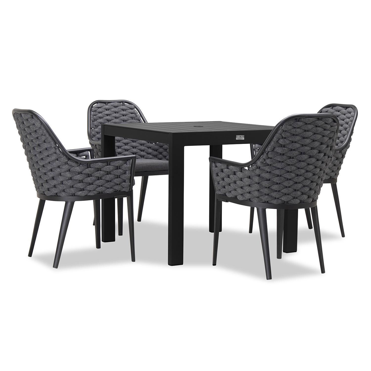 Chloe Bay 4 Seat Aluminum Square Dining Table in Black by Lakeview - White Background thumbnail