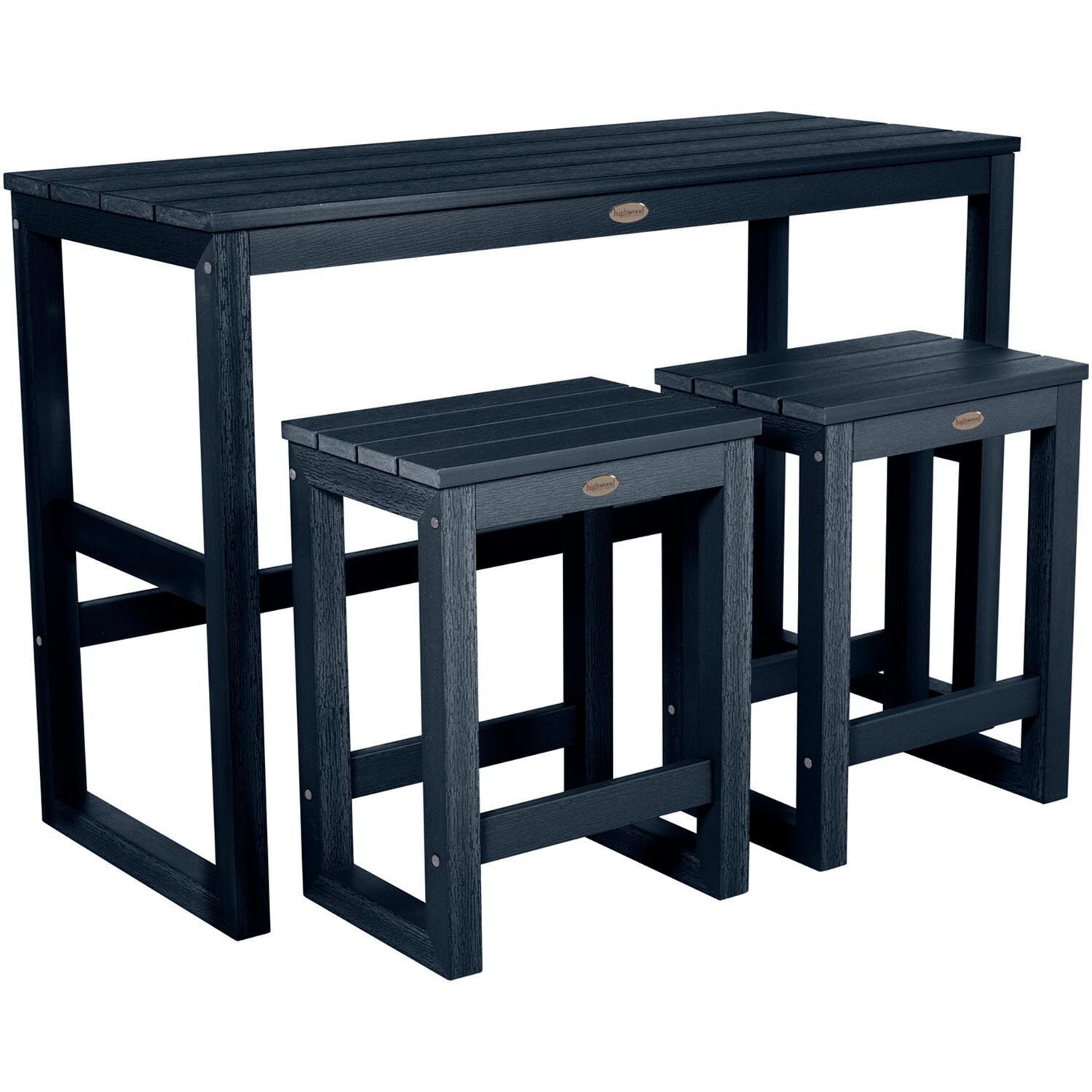 Lakeview Audubon 3 Pc Recycled Plastic Counter Height Balcony Dining Bar Set in Federal Blue - Set - White Background thumbnail