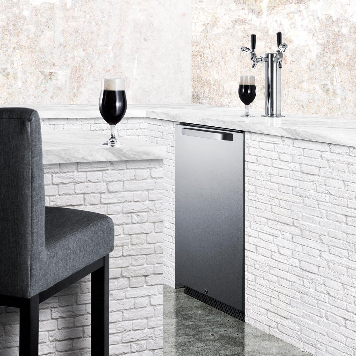 Summit SBC696OSTWINTL Commercial Outdoor Rated Double Tap Beer Dispenser / Kegerator w/ TapLock - Lifestyle thumbnail