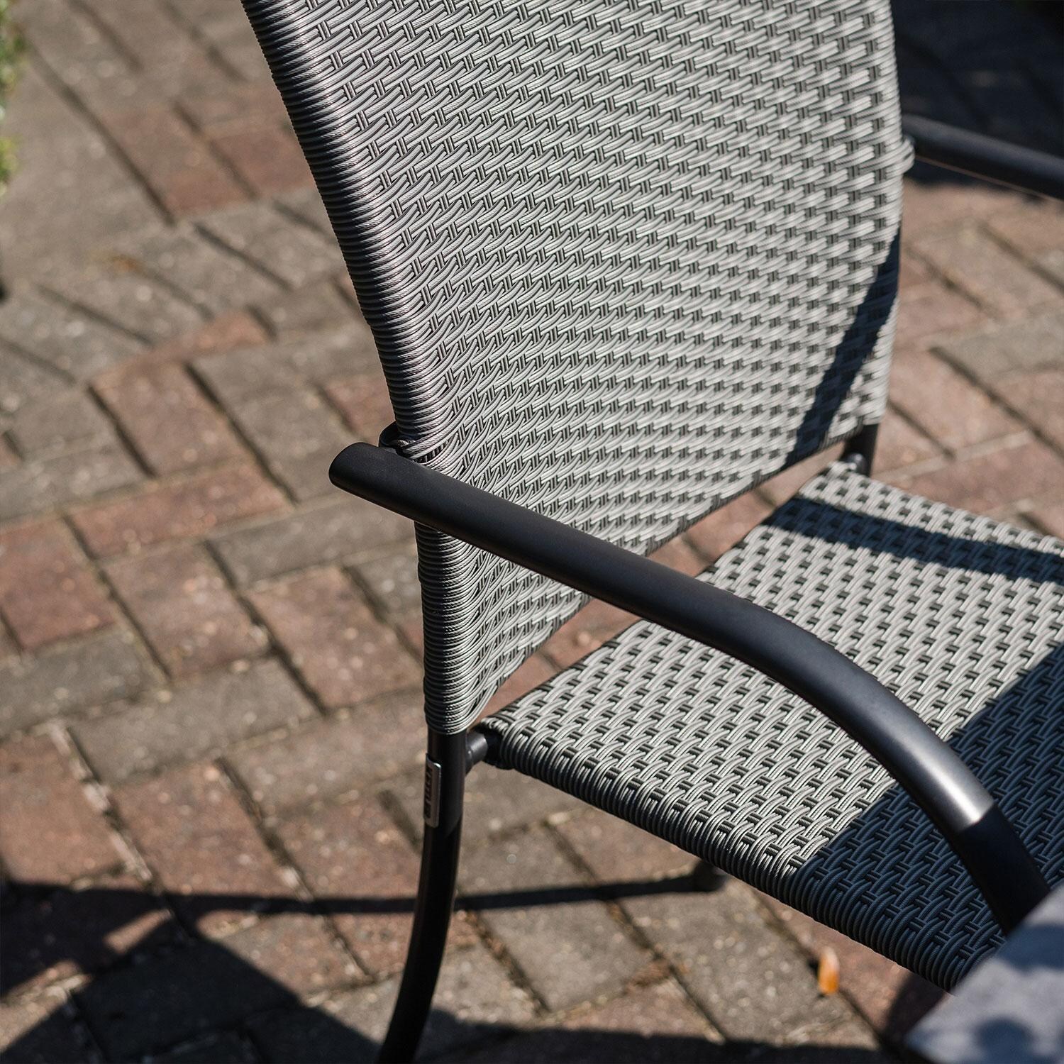 Pilano 4 Pc Aluminum/Woven Dining Arm Chair Set in Gray By KETTLER - Arm Rest - Detail thumbnail