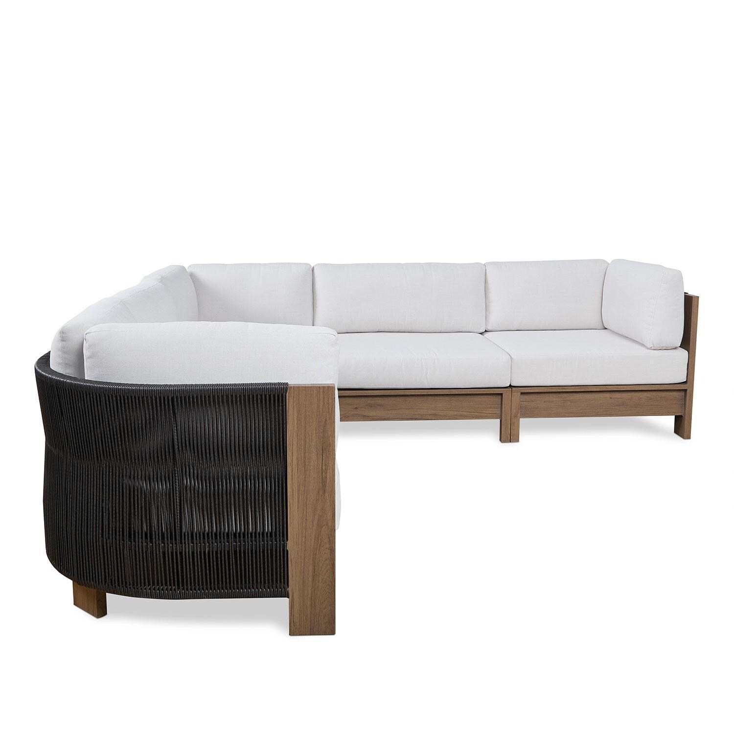 Heritage Outdoor 5 Pc Modular Sectional Sofa in Beechwood W/ Sunbrella Cushions by Lakeview - Side View - White Background thumbnail