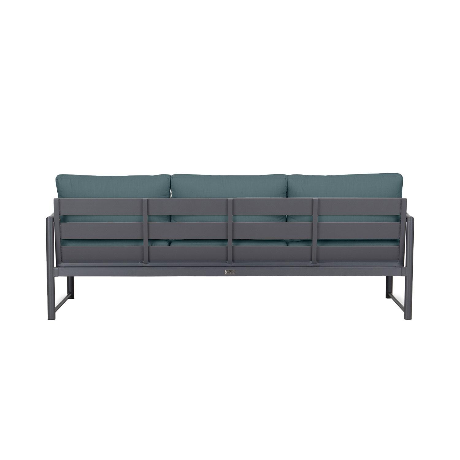 Lakeview AVEBAY-SL-PG-S-CL Avenue Bay Slate/Pebble Gray Sofa - Cast Lagoon - Rear View - White Background thumbnail