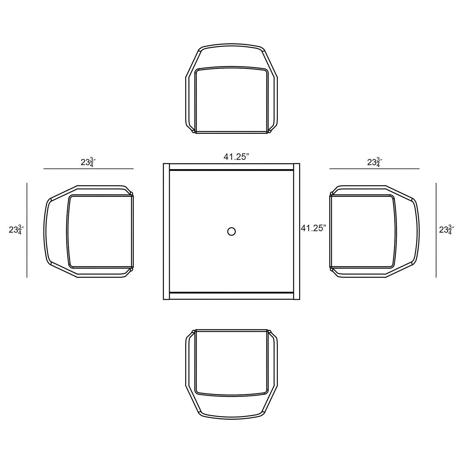 Starlook Bay 5 Pc Aluminum Dining Set in Slate by Lakeview - Dimensional 2 thumbnail