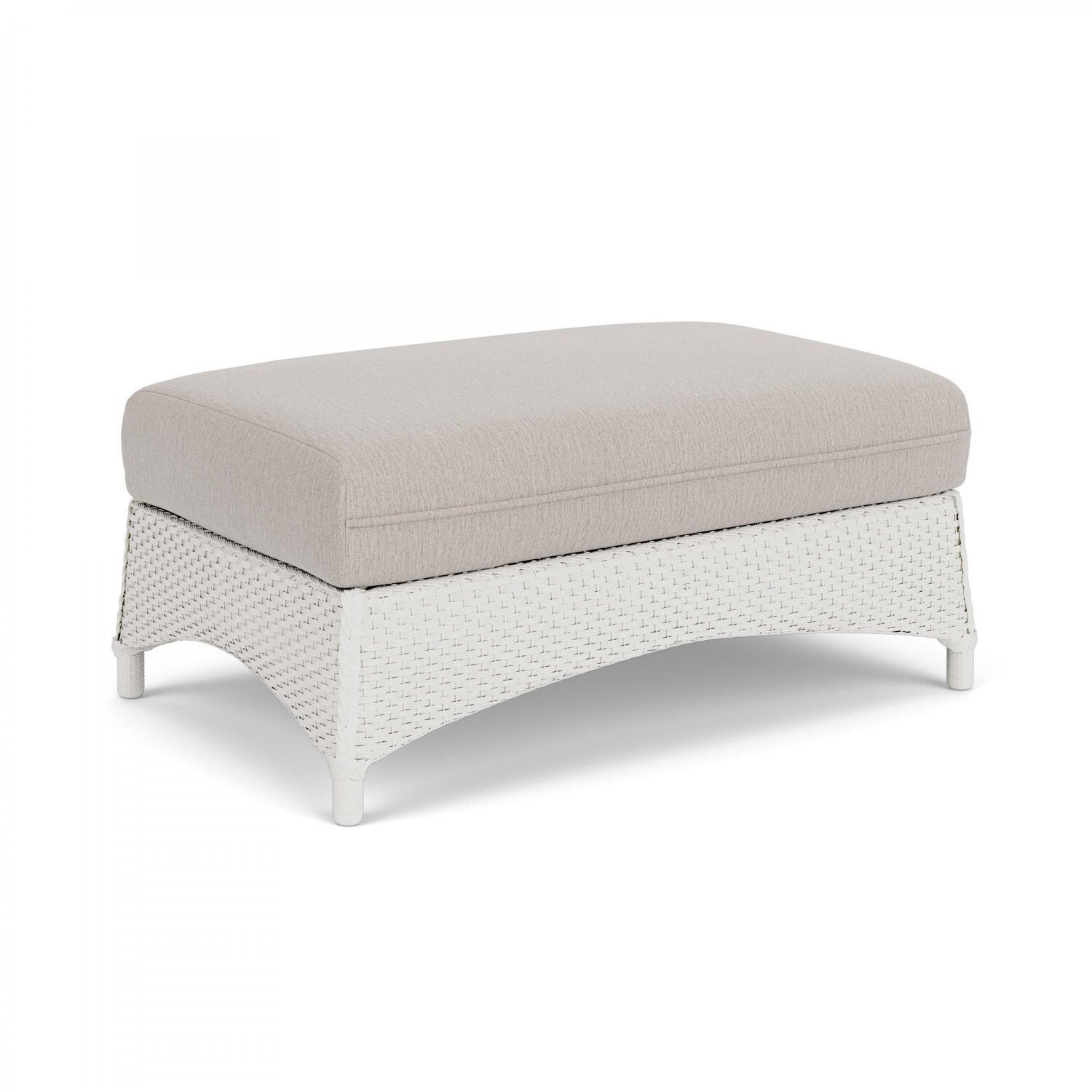 Lloyd Flanders Mandalay Large Ottoman in Matte White Finish with Remy Cloud fabric - Angled thumbnail