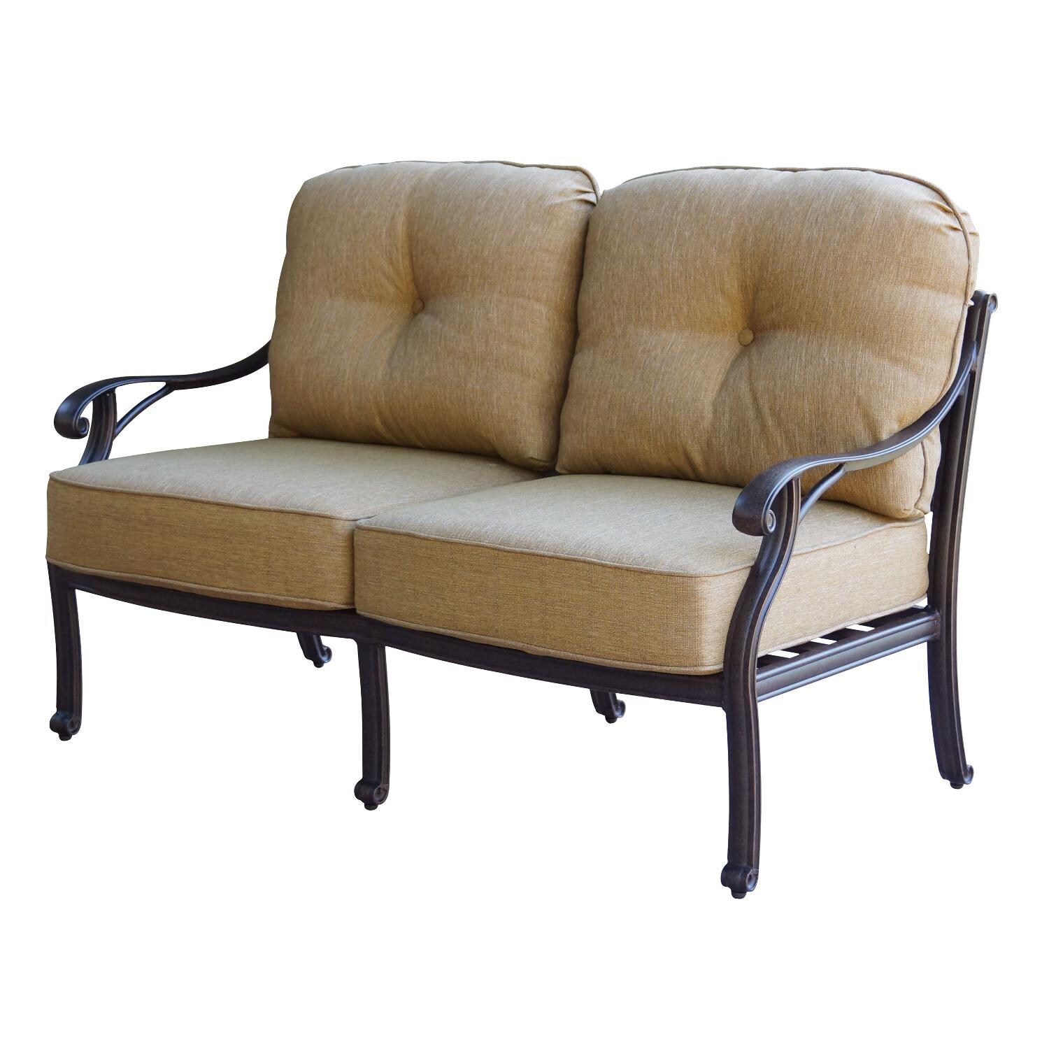 Nassau Cast Aluminum Patio Loveseat W/ Sesame Cushions By Darlee thumbnail