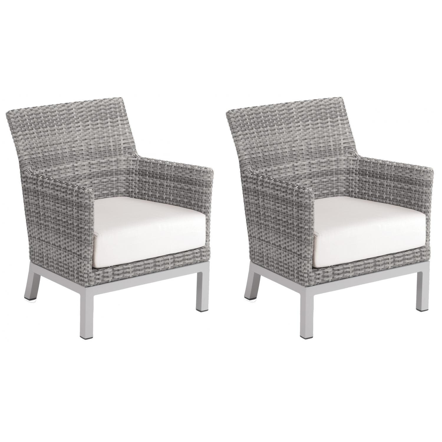 Argento 2 Piece Wicker Patio Club Chair Set W/ Eggshell White Cushions By Oxford Garden image