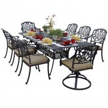 Elisabeth 9 Piece Cast Aluminum Patio Dining Set W/ 84 X 42 Inch Rectangular Table By Darlee