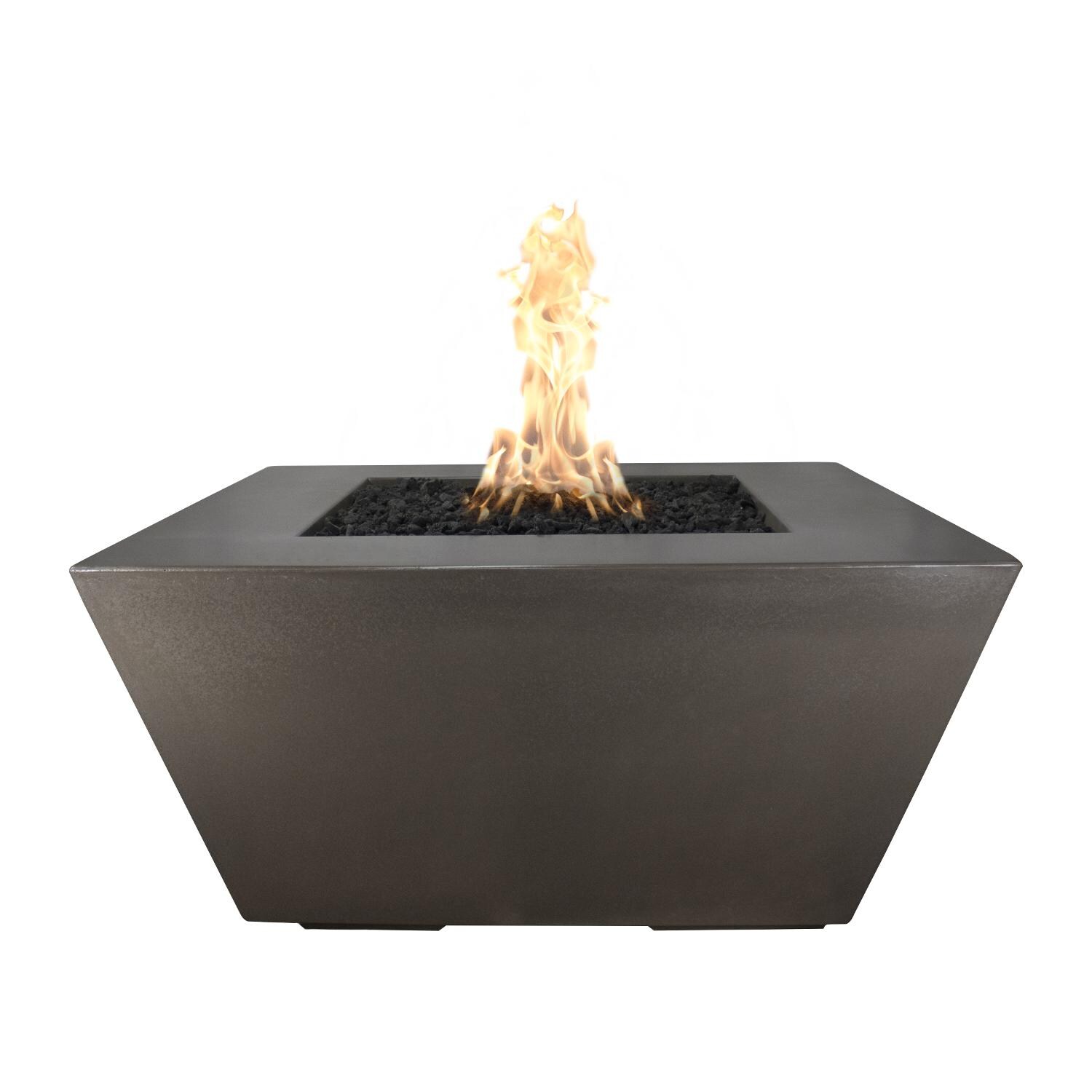 Redan 50 Inch Square GFRC Propane Fire Pit in Chocolate by The Outdoor Plus