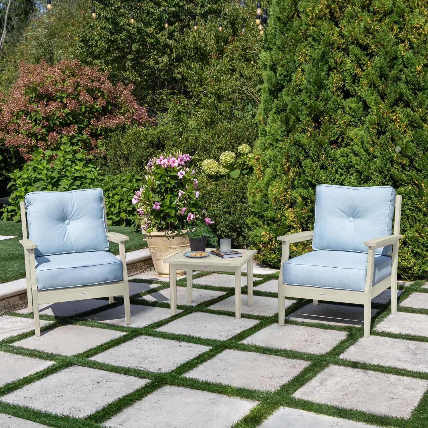 Blushing Bay 3 Pc Recycled Plastic Seating Set in Bliss Dew/Whitewash by Lakeview Outdoor Designs - Lifestyle thumbnail