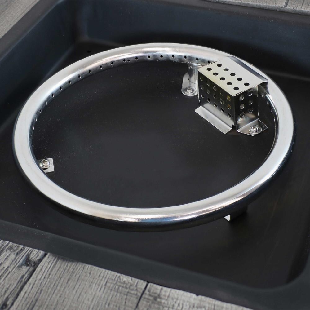 Ultimate Patio 20-Inch Square Weathered Wood Propane Gas Fire Pit Table - Burner thumbnail