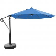 Galtech 11 Ft. Octagonal Aluminum Patio Cantilever Umbrella W/ Easy Lift And Easy Tilt Wheel - Black Frame W/ Sunbrella Canvas Pacific Blue Canopy