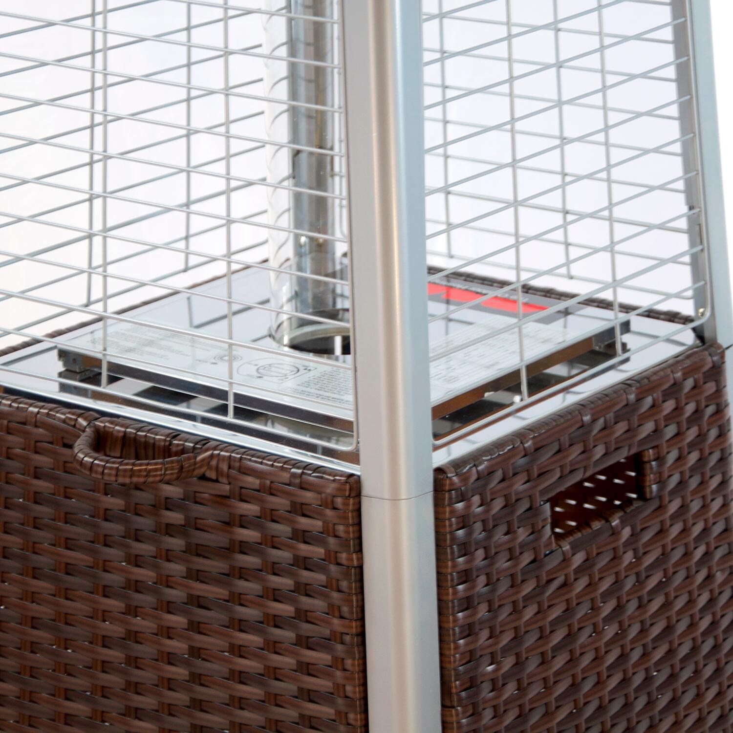 RADtec TF-WBD 89-Inch Tower Flame Patio Heater - Dark Brown Wicker - Bottom View thumbnail