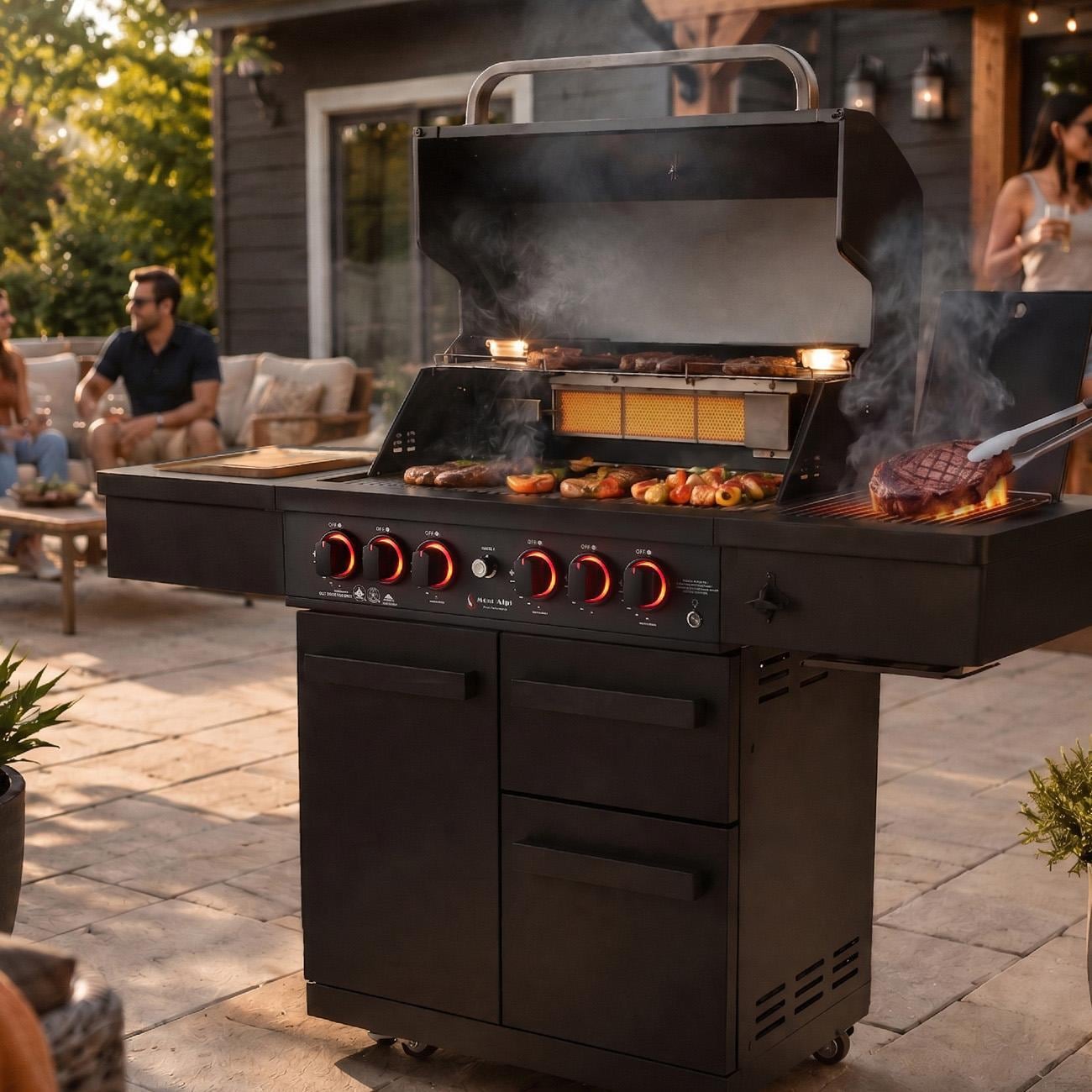 Mont Alpi MA-988 Performance Black Series 4 Burner Propane Grill - Cooking - Lifestyle thumbnail