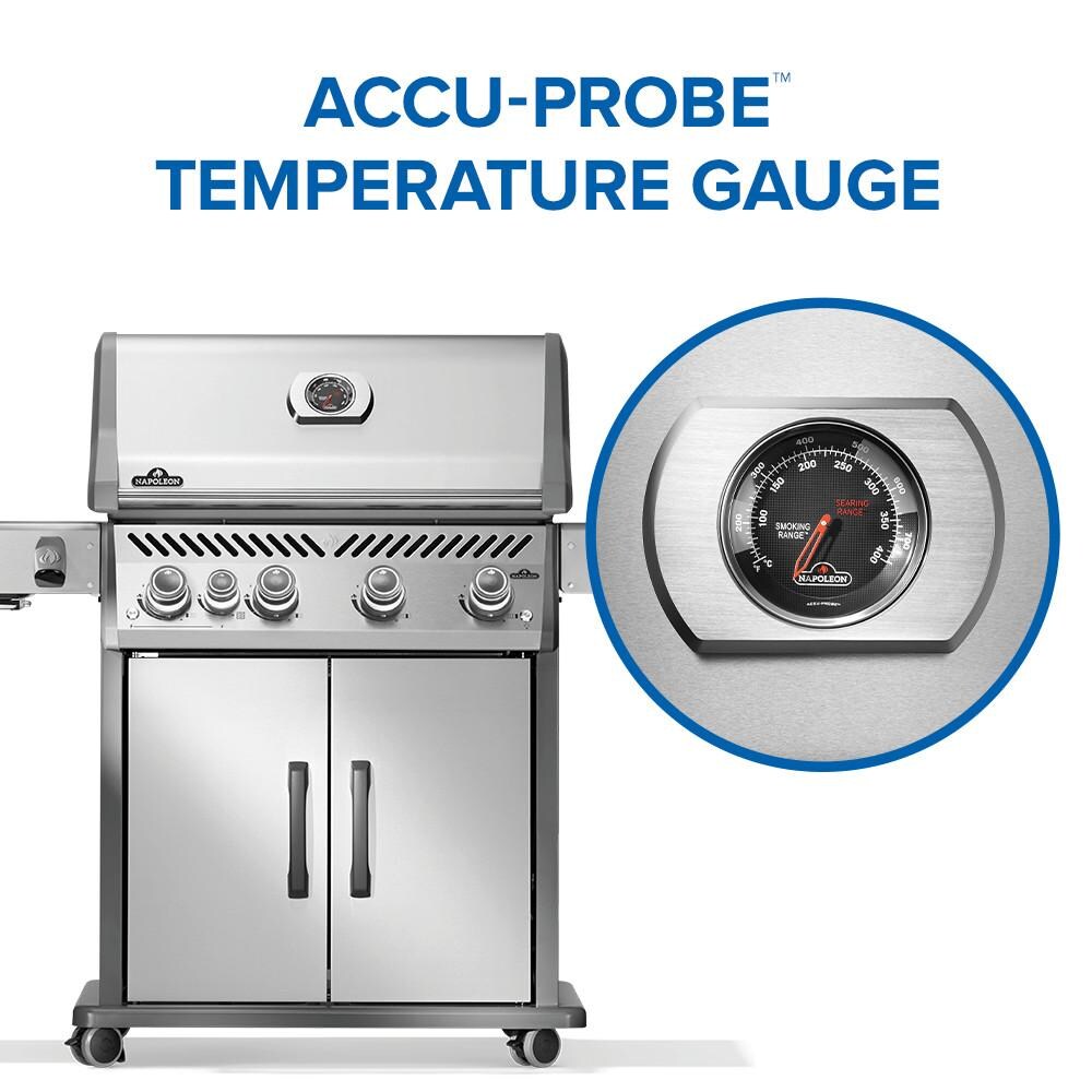 Napoleon RP525SIBPSS-2 Rogue PRO 525 Propane Gas Grill w/ Infrared Side Burner - Stainless Steel - Temperature Gauge - Detail thumbnail