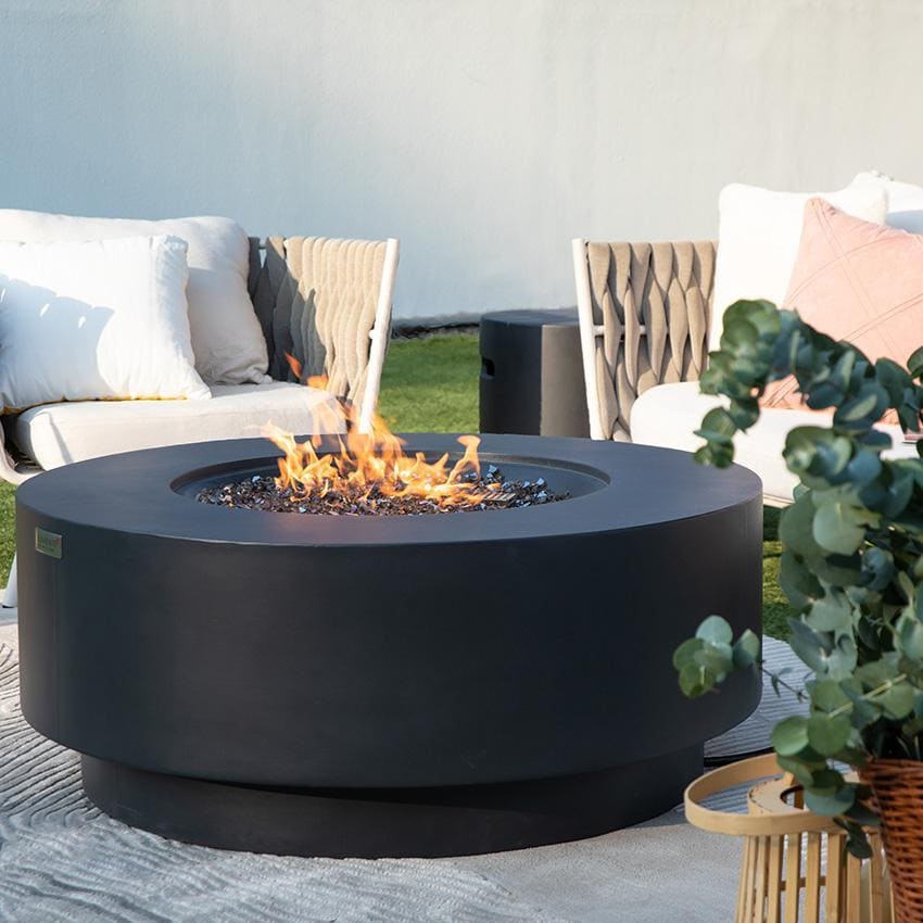 Elementi Nimes OFG414DG-LP 41-Inch Propane Dark Gray Fire Pit Table - Lit Outside thumbnail