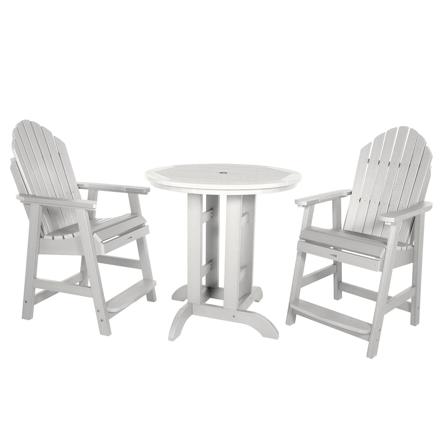 Dream Bay 3 Pc Recycled Plastic Round Counter Dining Set in White By Lakeview Outdoor Designs - White Background thumbnail