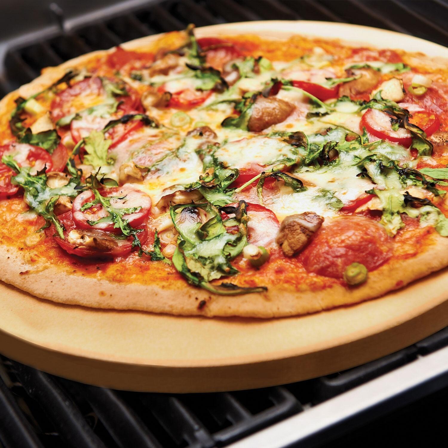 Broil King 69814 15 Inch Grilling Stone - Baked Pizza on Stone - Lifestyle thumbnail