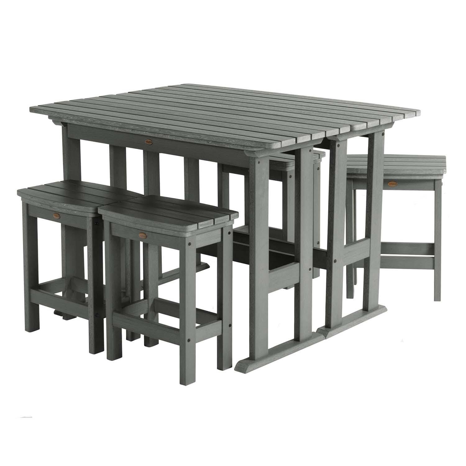 Hart Lane 6 Pc Recycled Plastic Counter Height Dining Set in Coastal Teak By Lakeview - White Background thumbnail