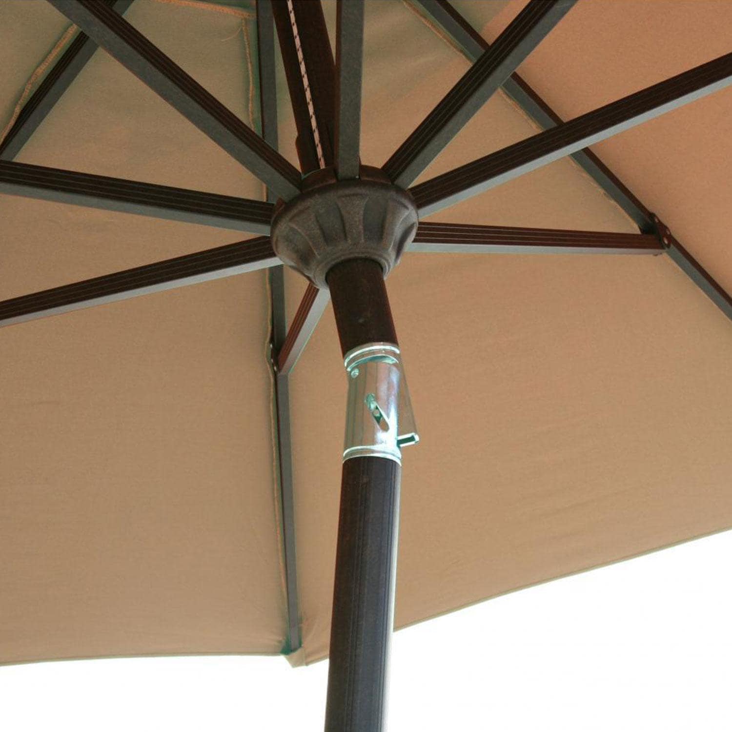 living accents 9 ft tiltable brown market patio umbrella POLYWOOD 9' Tilt & Base in Black/Marvel Cloud It is made with a sturdy steel pole and durable steel ribs and features a hexagon polyester fabric canopy Origin 21 9-ft Aluminum Red