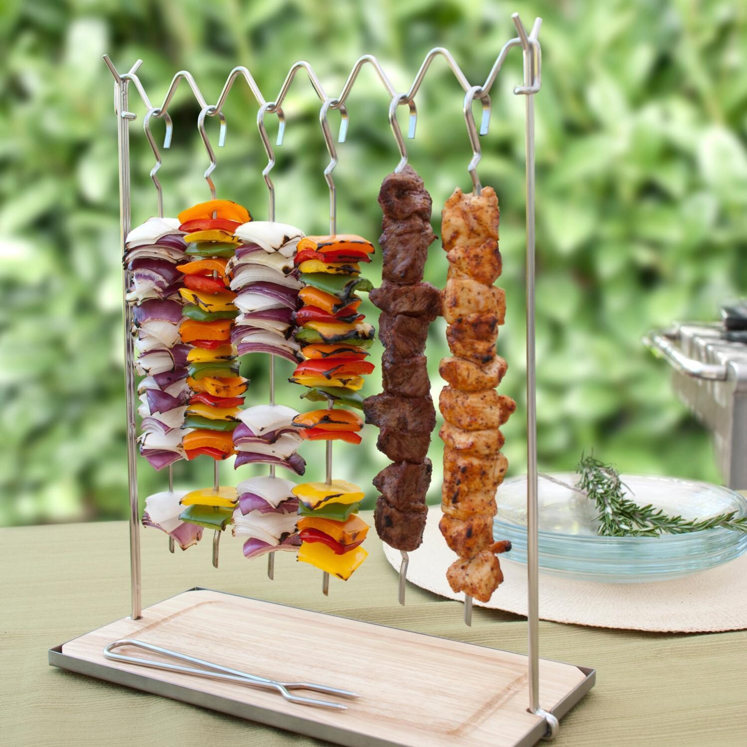 11-Inch Stainless Steel Skewer Station - Set Of 6