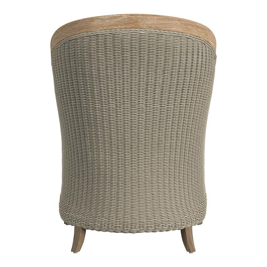 Cambria Teak Dining Arm Chair in Light Wood/Canvas Canvas by Sunset West - Rear - White Background thumbnail