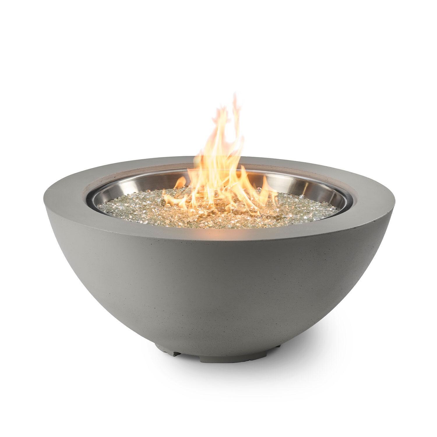 Villa View 42 Inch Round GFRC Propane Fire Bowl in Natural Gray by Lakeview Outdoor Designs