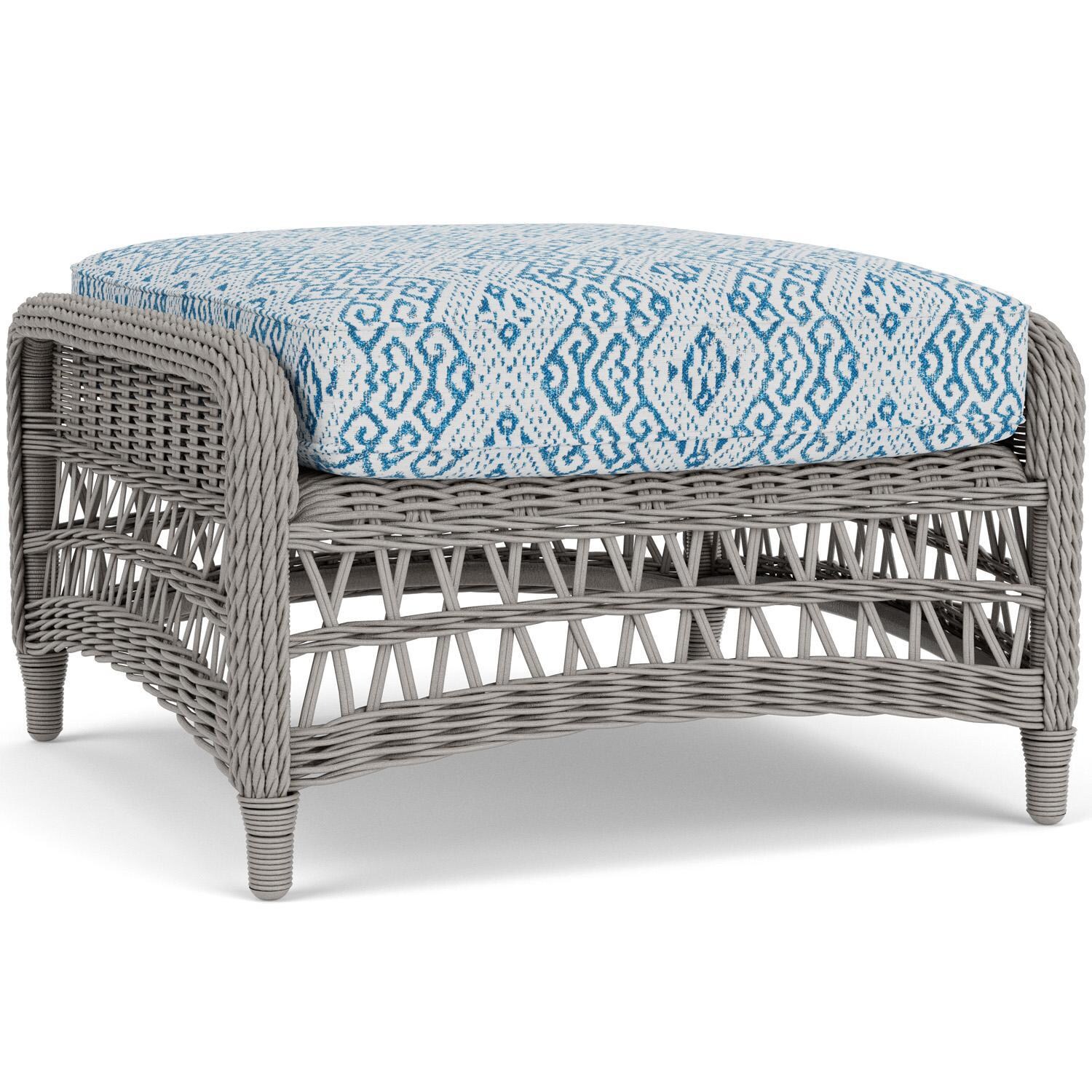 Lloyd Flanders Mackinac Ottoman in Putty Finish with Aman Capri Fabric - Rear Left thumbnail
