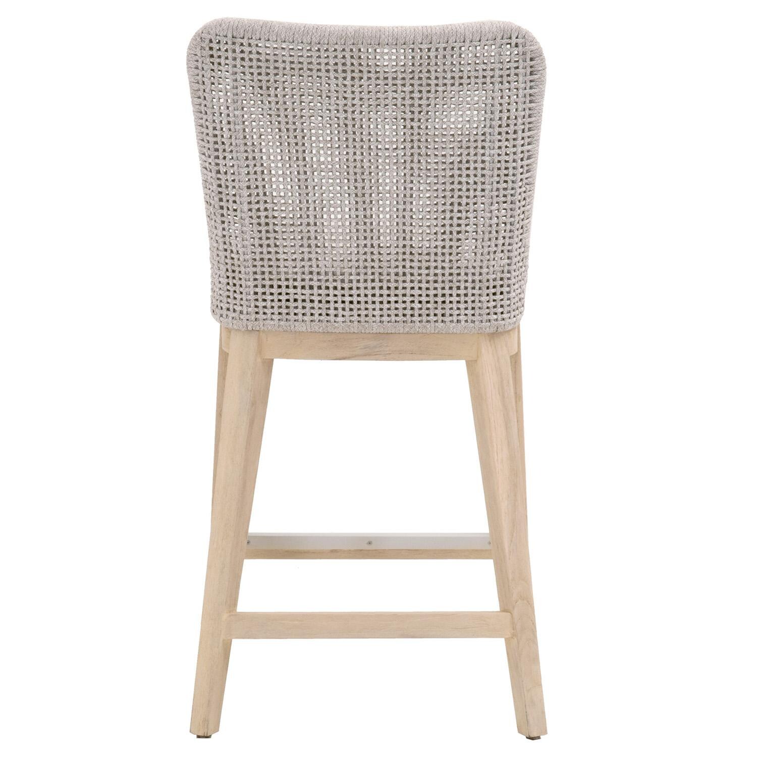 Lakeview Corbin Bay Woven Rope Counter Bar Stool in Taupe & White - Back View thumbnail
